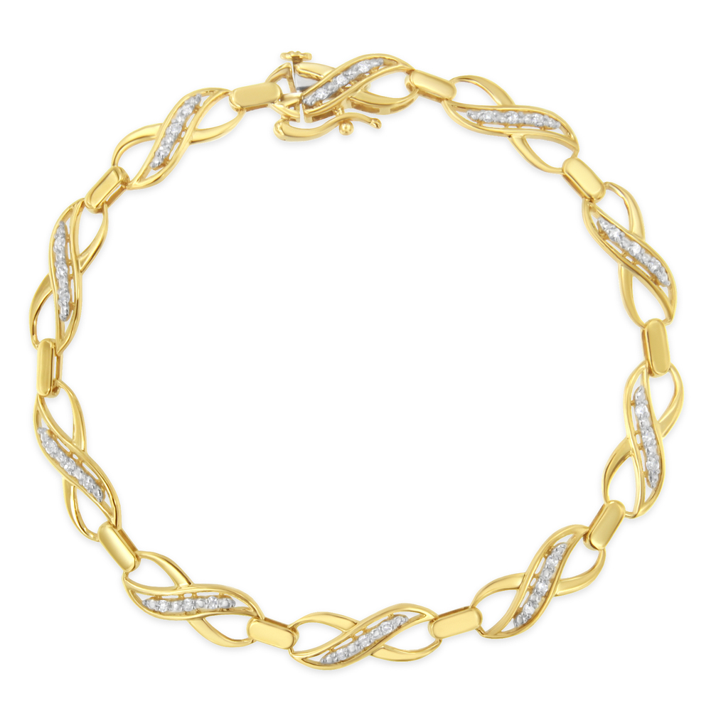 10K Yellow Gold Round-Cut Infinite Love Diamond Bracelet (0.25 cttw, I-J